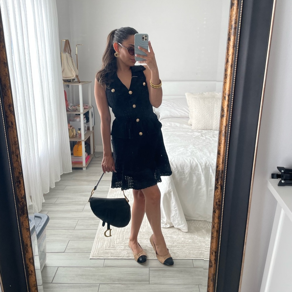 Black Pointelle Knit Mini Dress – NWT – Size Small - Picture 3 of 7